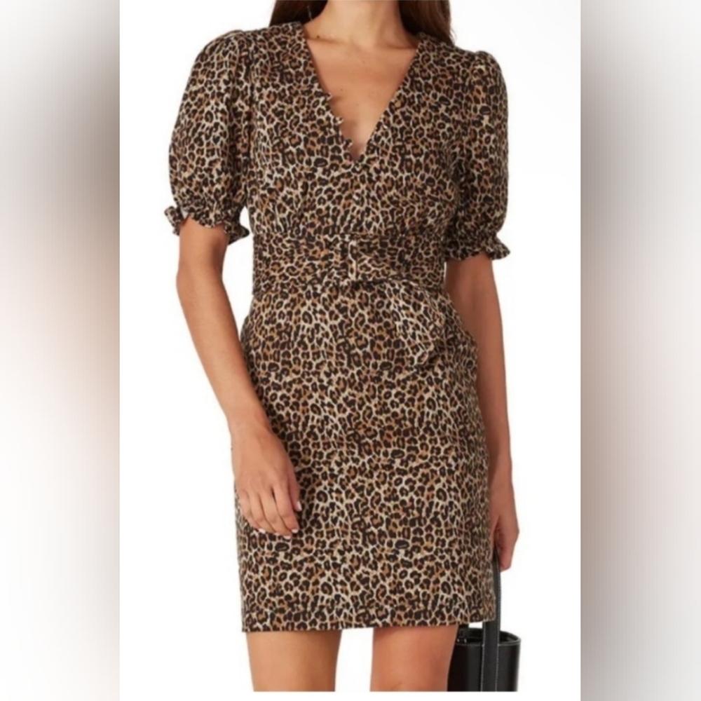 Marissa Webb Collection Leopard Print Women's Belted Dress the Carly Size 4